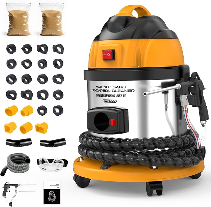 PLAYOCCAR Walnut Blaster 13L 110V Carbon Cleaning Machine with 23 Adapters