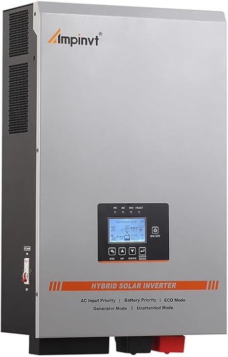 6000W Solar Inverter 48V DC to 120V/240V AC Split Phase Output, Built-in 100A MPPT Solar Controller, Off Grid Low Frequency Pure sine Wave Inverter Charger, for Lead Acid Lithium Gel Battery