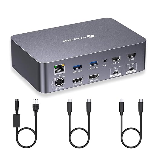 AV Access KVM Switch Dock 2 Monitors 2 Laptops, 4K KVM Switch Dual Monitor