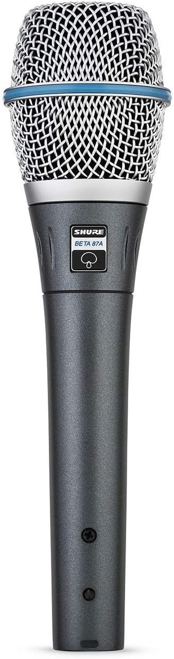Shure BETA 87A Condenser Vocal Microphone with Pop Filter | Supercardioid condenser vocal mic for studio and live performance; includes A25D mic clip and storage bag
