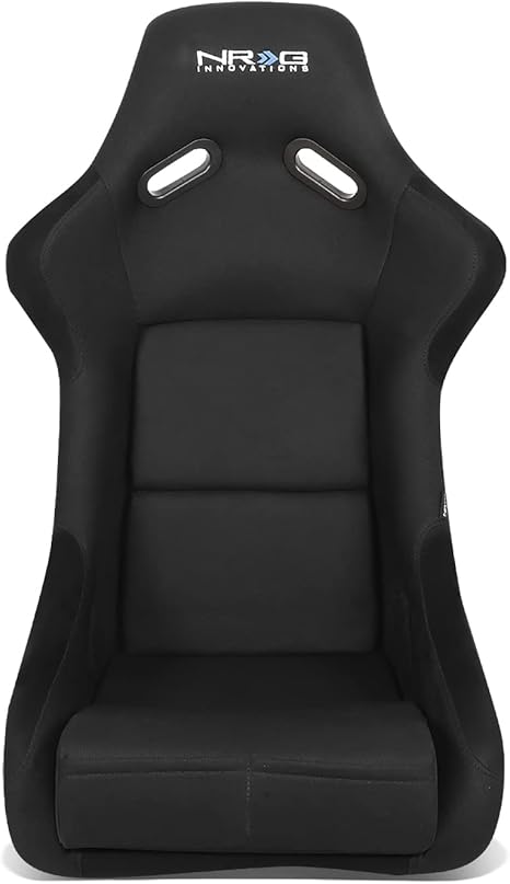 NRG Innovations NRG-FRP-300BK Fiber Glass Fixed Back Bucket Racing Seat (Large), 4/5 pt Harness Compatibility, Black Seat Cover, 23"W X 18" D X 35" H