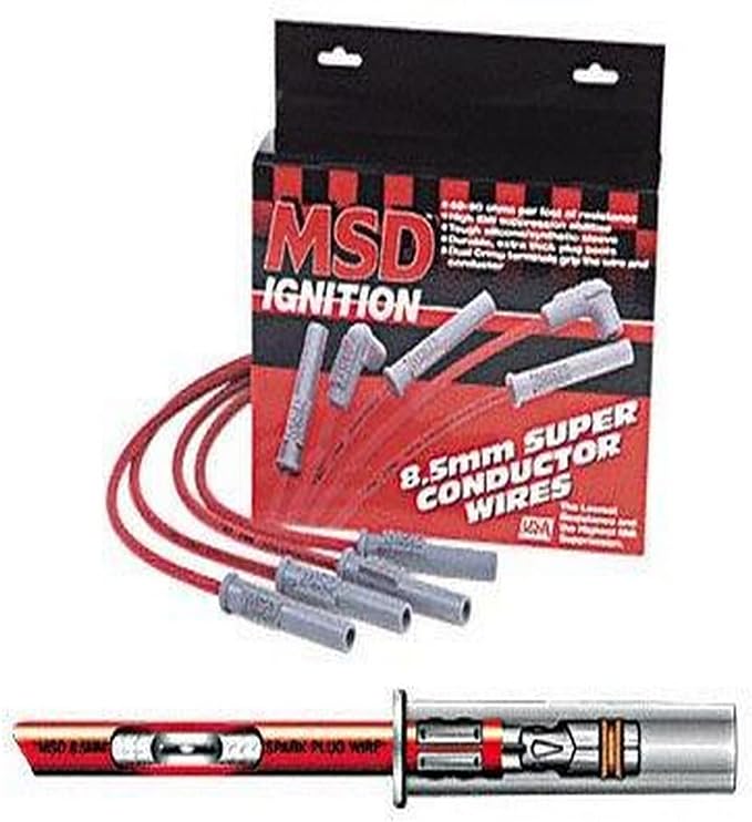 MSD 32179 Super Conductor Spark Plug Wire Set Red Compatible with 1992-1997 Chevy Corvette LT1