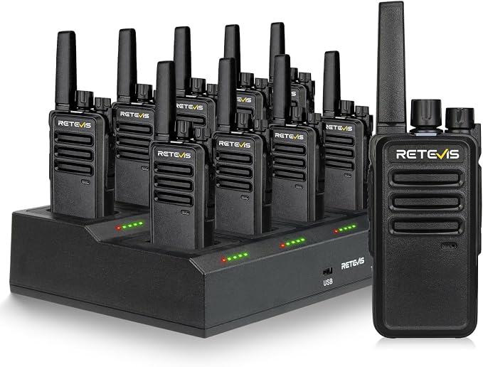 Retevis RT68 Walkie Talkies Long Range Rechargeable (10 Pack) with Charger | Rugged & Reliable Two-Way Radio For K-12 School & Warehouse, Long-Term Supply, Loud & Clear 500mW Speaker, 12-Hour Battery