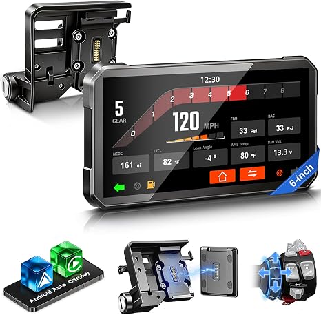 LBW 6" Motorcycle CarPlay GPS Navigation Fit for BMW with Wonder Wheel, Wireless Bluetooth, 1200 Nits Waterproof HD Touch Screen, Plug&Play, Support Voice Control, TPMS/Light Sensor/Siri, Android Auto