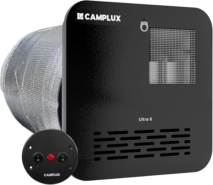 CAMPLUX 6 Gallon RV Water Heater, Propane & Electric Hybrid, 12000 BTU 1440W, Porcelain-Lined Tank with Anode Rod, DSI Ignition, Replacement for Suburban & Dometic, Black