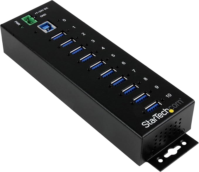 StarTech 10-Port Industrial USB 5Gbps Hub, Mountable, TAA (ST1030USBM)