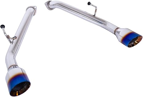 Replacement For 2014-2024 Infiniti Q50 STAINLESS STEEL POLISHED SILVER Muffler Axle Back 4" Double Wall Dual Burnt Tips Exhaust