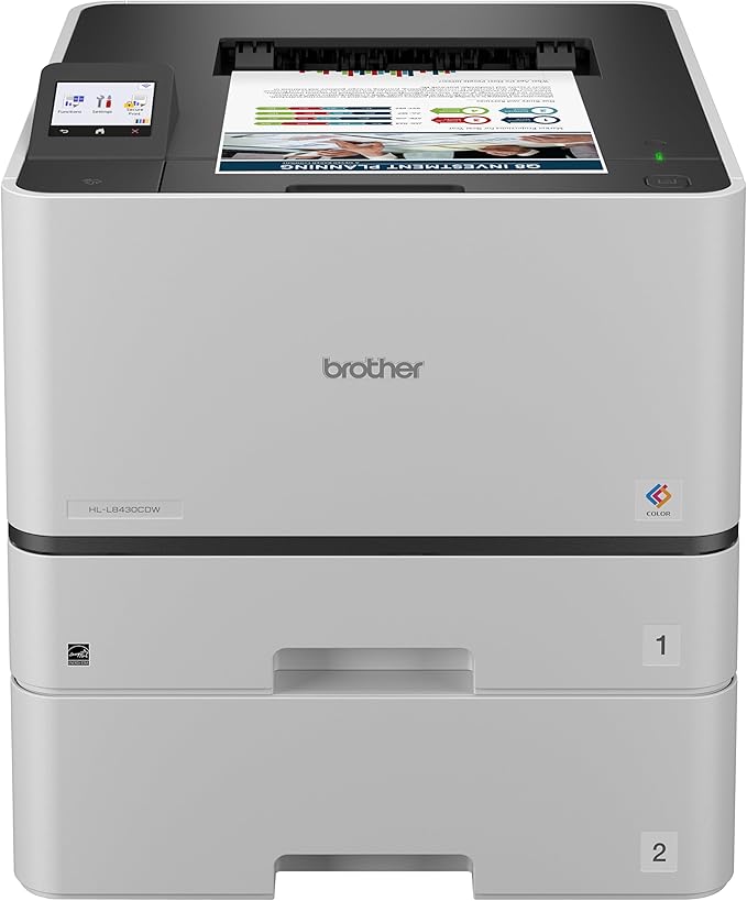 Brother HL-L8430CDWT Business Color Laser Printer with Low-Cost Printing, Wireless Networking, and Dual Paper Trays | Automatic duplex printing, 33 ppm, 520-sheet tray, 2.7-inch touchscreen