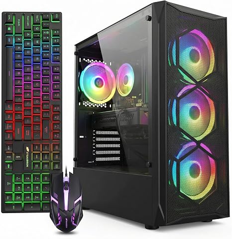 STGAubron Prebuilt Gaming PC Desktop Computers, Intel Core i7 up to 3.9GHz, Radeon RX 580 8G, 16G RAM, 512G SSD, WiFi 6, BT 5.0, Win 11 Home Gaming Tower