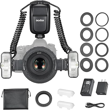 Godox MF-T76 C Macro Twin Flash Kit – 76Ws TTL/HSS, 1/256 Fine Power Control, 1.2s Recycle, 100m 2.4G Wireless, 7.2V 2980mAh Li-ion Battery for Canon Camera Macro Photography