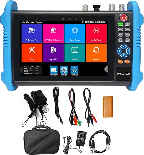 Upgraded 8K IP Camera Tester, WANLUTECH CCTV Tester 7inch Touchscreen 8MP TVI CVI AHD SDI CVBS Camera Test 90W PoE Power RJ45 Cable TDR Test SFP Network Tools WiFi HDMI VGA (IPC-9800ADHS Pro)