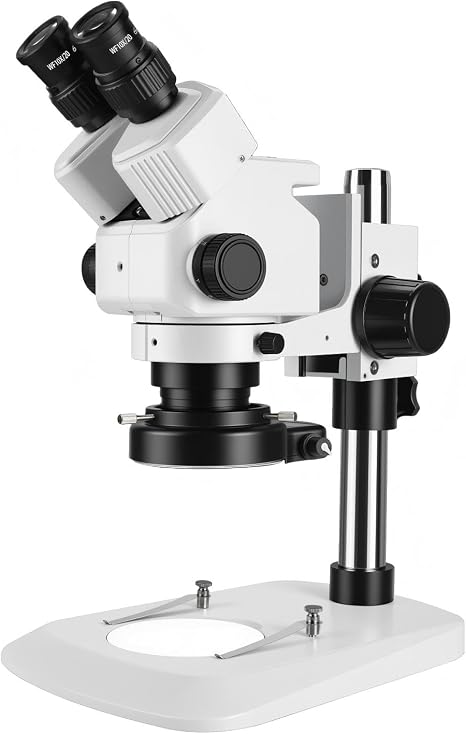 Stereo Microscope,Binocular Microscope，with 56-Bulb LED Ring Light,6X-45X Magnification,WF10X Eyepieces,0.6X-4.5X Zoom Objective