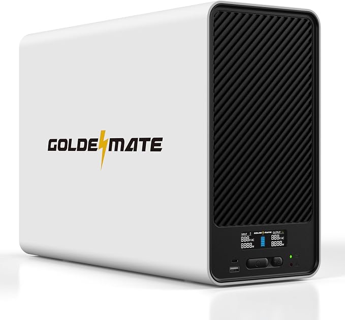 GOLDENMATE 1500VA/1000W Lithium UPS Battery Backup & Surge Protector, White | Line Interactive, Pure Sine Wave, AVR, 8 Outlets, 2 USB Ports, Color LCD, 296Wh LiFePO4 Backup Battery for PC/NAS/Gaming/TV
