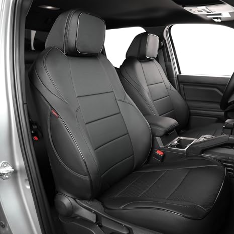 EKR Tacoma Car Seat Covers Custom Fit for Toyota Tacoma (Petrol) 2024 2025 2026 DoubleCab/CrewCab SR/SR5/TRD Sport/TRD Off-Road/Limited -Truck Seat Covers Full Set,Faux Leather(Black)