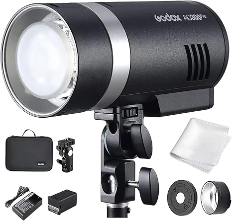 Godox AD300Pro AD300 Pro 300Ws TTL Outdoor Flash, HSS 1/8000s,2.4G Wireless | 0.01-1.8s Recycle Time, 300 Full Power Flashes, 12W Adjustable Bi-Color LED, 5600±100K Stable Color Temperature, Monolight