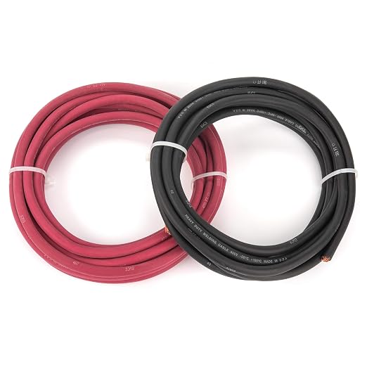 EWCS 1/0 Gauge Premium Welding Cable Black + Red Combo Pack - 20 Feet of Each - Made in USA