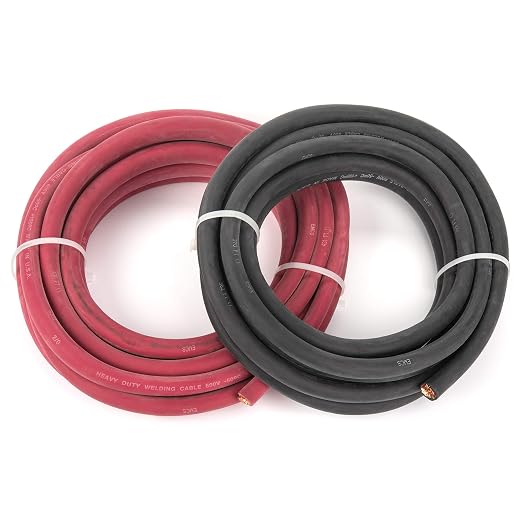 EWCS 2/0 Gauge Premium Extra Flexible Welding Cable 600 Volt - Combo Pack - Black+Red - 25 Feet of Each Color - Made in The USA