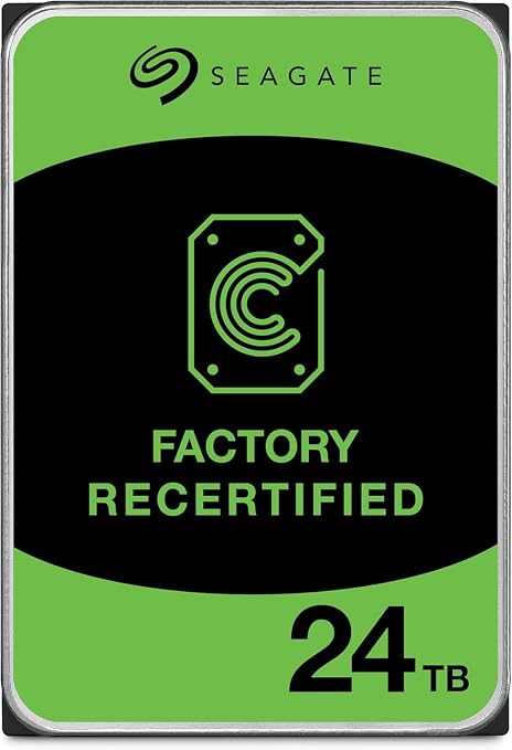 Seagate Exos X24 24TB Enterprise Hard Drive HDD SATA 6Gb/s 512MB Cache 7200 RPM 512e CMR Helium Sealed 3.5in Hard Drive ST24000NM000H (Renewed)