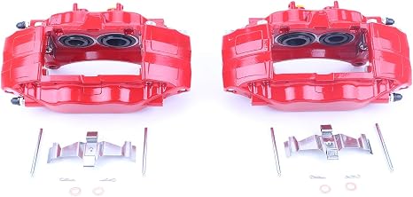 PowerStop Front Red Powder Coated Brake Caliper Pair for Subaru Impreza 2004-14 | Subaru WRX STI 2013-17 - High-Temp Brake Caliper Upgrade, S3698