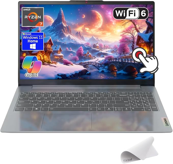 Lenovo IdeaPad Slim 3, 15.6" 2K Touchscreen Laptop, Copilot AI PC, AMD Ryzen 7 170, Wi-Fi 6, Windows 11 Home, w/Mouse pad (16GB RAM | 512GB PCIe SSD)