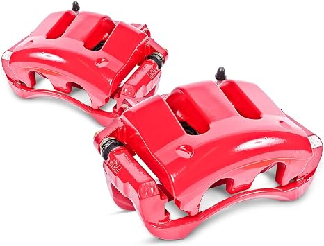 PowerStop Front Red Powder Coated Brake Caliper Pair for Ford F-250 Super Duty 2012-22 |F-350 Super Duty 2012-22 |F-450 Super Duty 2013-16 - High-Temp Brake Caliper Upgrade, S5486