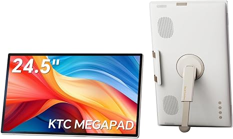KTC 25 Inch MEGAPAD Portable TV Touchscreen Monitor 1080p, A25Q5 | Android 14 Google EDLA Certification with Camera,Built-in Battery for Outdoor,Camping,Travel, Remote Control