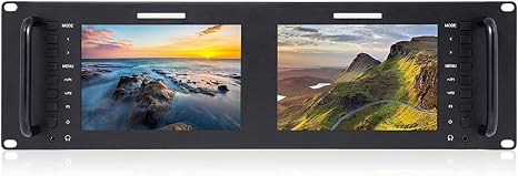 FEELWORLD D71 Plus -H Dual 7" 3RU IPS 1920x1200 Broadcast LCD Rack Mount Monitor with HDMI, AV Input and Output