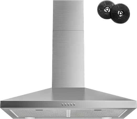 FIREGAS Wall Mount Range Hood 30 Inch,450 CFM,Stainless Steel