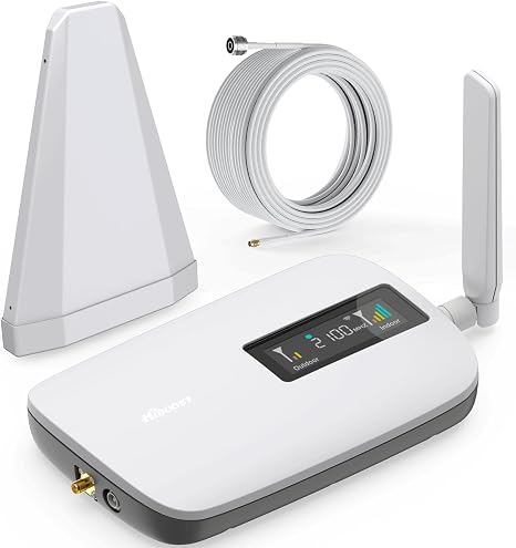 Cell Phone Booster for Home Office | Boosts 5G & 4G LTE | Cell Phone Signal Booster for All U.S. Carriers-Verizon, AT&T, T-Mobile & More | for Band 12/17,13,5,25/2,4 | HD Display | App | FCC Approved