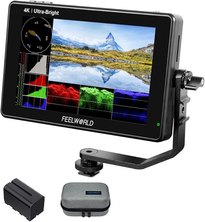 FEELWORLD LUT7 7" 2200nits Ultra Bright Touch Field DSLR Camera Monitor | with F750 Battery and Bag, 4K HDMI In Out, 3D LUT, Waveform Focus Assist, for Profession Videographer Filmmaker, for Outdoor