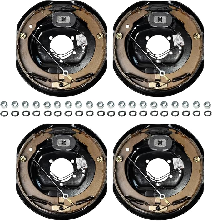TrailerSupplies 12"x2" Electric Trailer Brake Kit, 4-Pack Self-Adjusting Assemblies for 7,000 lb Axles, Replaces Dexter, 5 Bolt Mount, Fits 15"-17.5" Wheels