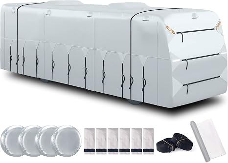 300D Top Class A RV Cover with Waterproof PU Coating Rip-Resistent & Anti-UV Winter Camper Cover Fits 40' to 43' Motorhome