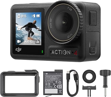 DJI Osmo Action 4 Essential Combo, Waterproof Action Camera Vlogging Camera