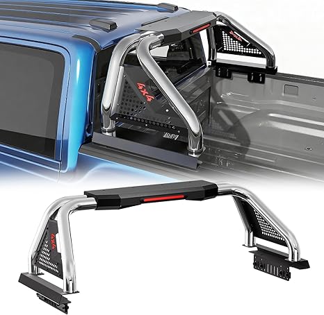 SYHVU Stainless Steel Roll Bar for Truck, Adjustable Truck Bed Sport Bar Chase Rack for Full-Size Pickups, Compatible with Ford F-150, Chevy Silverado 1500, GMC Sierra 1500, Ram 1500, Tundra, Titan