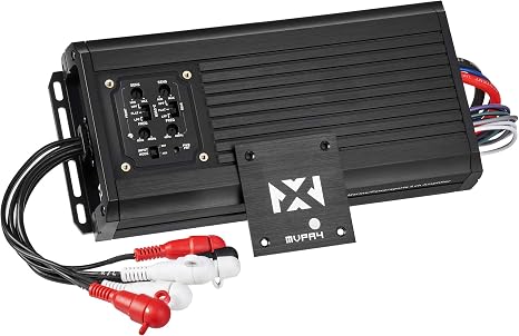 NVX MVPA4 600W Total RMS 4-Channel Bridgeable Marine-V Series Micro Class D Compact Marine/Powersports/Motorcycle Amplifier | IPX67 Waterproof Rating | Micro Class D Compact Marine/Powersports/Motorcycle Amplifier | IPX67 Waterproof Rating