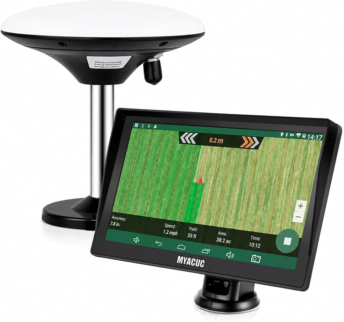 Tractor GPS Guidance System, Precision GNSS AB Line Tractor GPS Navigator Reduce Overlap/Skips, 9" Touchscreen Field Guidance Suitable for Spraying/Plowing/Seeding/Fertilizing/Mowing