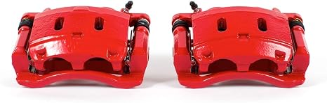 PowerStop Front Red Powder Coated Brake Caliper Pair for Infiniti QX56 2006-13 |QX80 2014-19 |Nissan Armada 2006-15 |Armada 2017-24 |Titan 2008-15 - High-Temp Brake Caliper Upgrade, S3338
