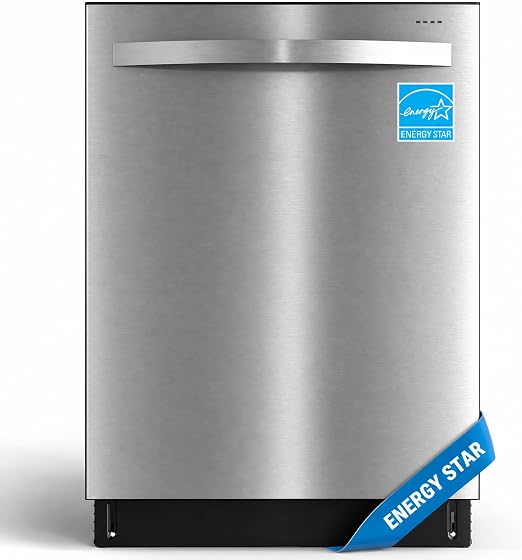 24" Built-in Dishwasher, Dishwasher Machine Stainless Steel with Adjustable Racks, 14–16 Place Settings Large Capacity Dish Washer, 8 Wash Programs, Energy Star Certified, Sliver