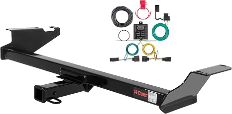 CURT Class 3 Trailer Hitch 2" Receiver with 4-Way Flat Output Custom Wiring Harness fits 2008-2016 Town & Country, 2008-2020 Grand Caravan and 2012-2015 RAM C/V | Includes Hardware and Dust Cover