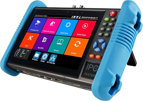 EVERSECU 7 Inch Touch Screen CCTV Tester Supports Up to 8K IP Camera & 8.0 Megapixel HD & CVBS Analog Camera, TDR Cable Test, Built in Wi-Fi, Video Level Meter, POE/DC Power Output