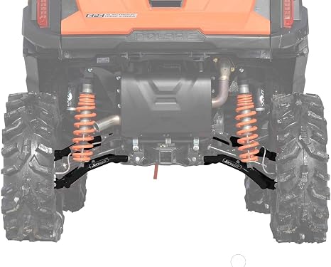 SuperATV Heavy Duty Rear Offset A-Arms for Polaris General 1000 Arched Design Full Camber Adjustability Enhanced Ground Clearance 2016+ Models Black
