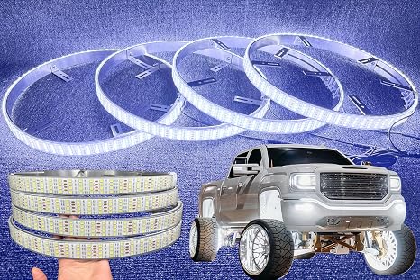 4-Pack 17.5" Quad Row Cold White Wheel Light Rings for Truck Car