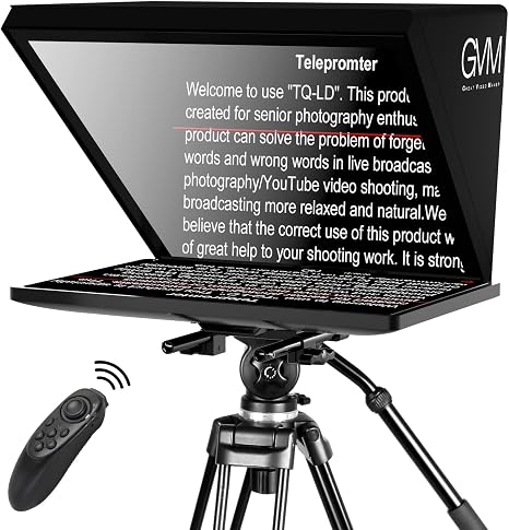 GVM Teleprompters for Digital Cameras/camcorders Portable 18.5'' Teleprompter Kit with Remote Control & App,Solid Aluminum Constructions,Colorless Spectroscope,Ultra HD Wide-Angle Lens
