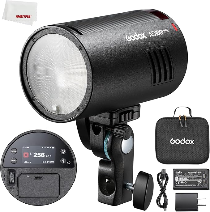 Godox AD100 Pro II AD100ProII 100Ws Portable Outdoor Pocket Strobe Flash | Support TTL & 1/8000s HSS, 2.4G Wireless System, Color Group Indicator, Compatible with Canon Sony Nikon Fujifilm Cameras