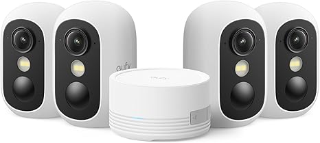 eufy Security eufyCam C35 4-Cam Kit, Wireless Indoor/Outdoor Camera | Magnetic Mount, Color Night Vision, Local Storage, No Monthly Fee, IP67, Facial Recognition, Solar Panel Compatible, White