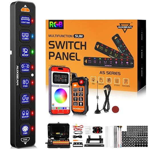 Auxbeam 8 Gang Slim Switch Panel AS-800 with APP&Wireless Remote Control